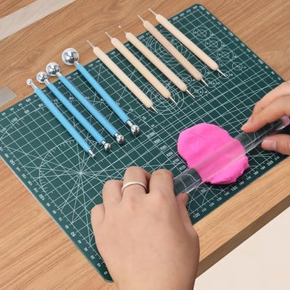Basic Polymer Clay Tools, Clay Sculpting Tools Acrylic Roller Pin, Clear Rectangle Sheet Press Board, Double-Ended Pottery Carving Set for Beginner (26) - Image 6