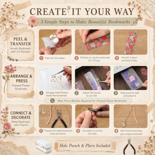 Fuyoooo 30 Set DIY Bookmark Making Kit, 5 Styles Bookmark with Tools - Image 3