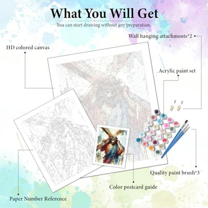 Dawnsphere Jesus Paint by Numbers Kit for Adults Without Frame 16x20 in - Image 4