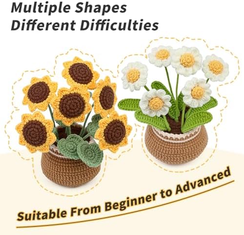 Iuuidu Crochet Kits for Beginners, 2PCS Crochet Flower Kit Sunflower - Image 4