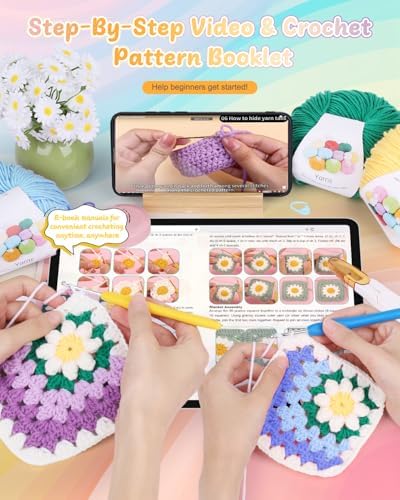 Coopay Crochet Blanket Kit for Beginners, Easy 3D Granny Square Blanket Kit - Image 3