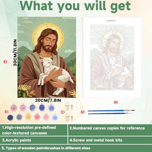 ICYANART Paint by Numbers for Adults Framed, Jesus Number Painting 8x12In - Image 4