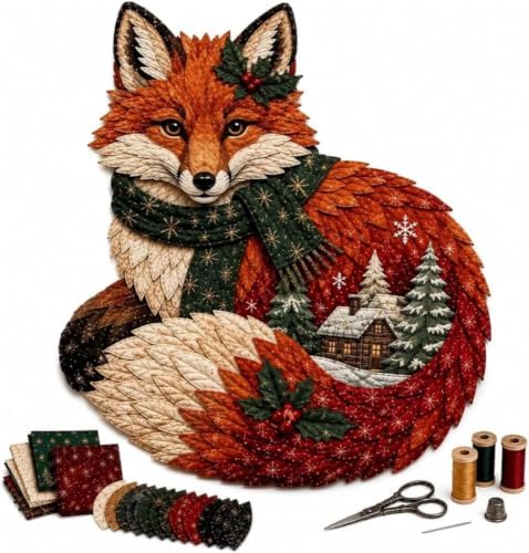 Northern Lights Wildlife DIY Patchwork Kit, Creative Fabric Craft (Red-O) by Unknown