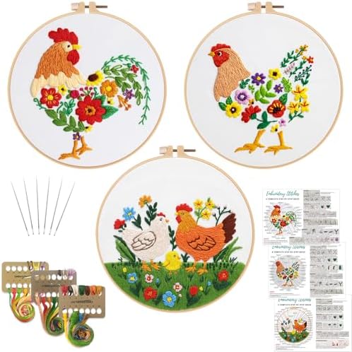 Louise Maelys 3 Packs Farm Animals Embroidery Kit for Beginners Gift by LouiseMaelys