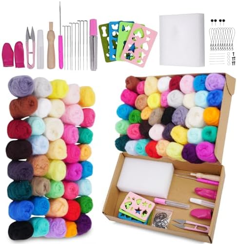 Catopia Needle Felting Kit,Needle Felting Starter Kit,Wool Roving 40Colors Set,Wool Felt Tools for Felted Animal Needle Felting Supplies,Needle Felting Tools Kit,Children’s Day (40c fleting kit) by Catopia