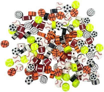 100 Pcs Sport Ball Polymer Clay Beads Mixed Heishi Spacer Beads Supplies for DIY Bracelet Earring Necklace Jewelry Making - Image 4