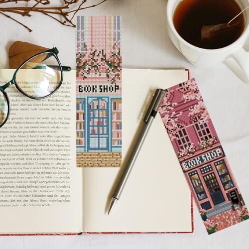 KYOQFVN 6 Pack Book Store Cross Stitch Bookmark, Cross Stitch Bookmarks Kit for Beginners Adults, 14CT Embroidery Bookmark Kit for Book Lovers Starter Craft 6 x 20cm - Image 6
