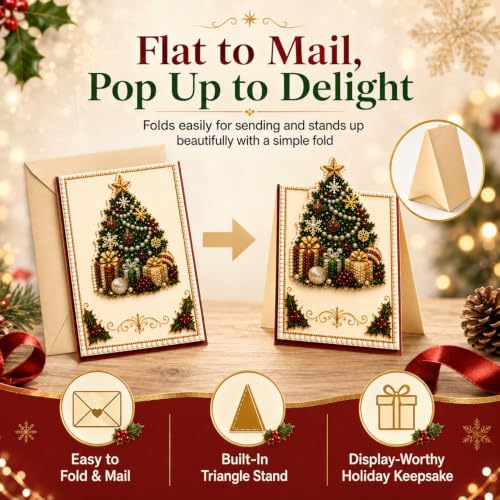 6 Pack Christmas Diamond Painting Cards, DIY 3D Pop-Up Greeting Set - Image 3
