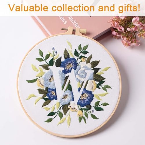 Harimau Letter Pattern W Embroidery Kit for Adult Beginners, Complete Starter Pack with 1 Hoop, Needles, Instruction Guide & Embroidery Stitch Video Tutorials - Image 5