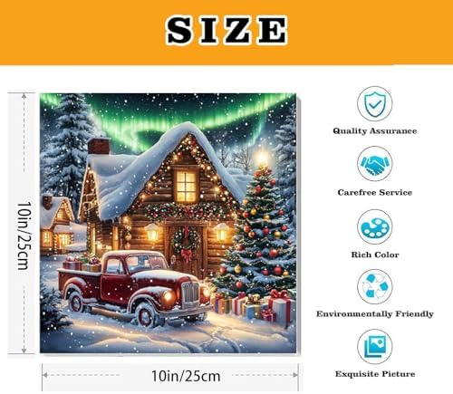 VIGEGU 2 Pack Christmas Paint by Numbers Kit for Adults with Framed,Snowman Truck House Paint by Number DIY Winter Christmas Aurora Landscape Adult Paint by Number Kits for Wall Decor 10x10in - Image 4