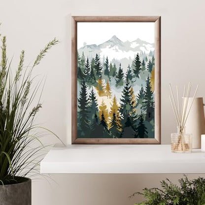 Framed Paint by Numbers Kit for Adults Beginner & Kids Age 8-12, Easy Landscape Adult Paint by Number Kits on Canvas, DIY Acrylic Forest Number Painting for Adults Mountain for Home Decor 8x12 Inch - Image 7