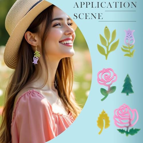 4Pcs Flower Leaf Pendant Resin Molds Assorted Plant Tree Floral Leaves Silicone Molds for Epoxy Resin Craft Casting DIY Earring Necklace Jewelry Making - Image 6