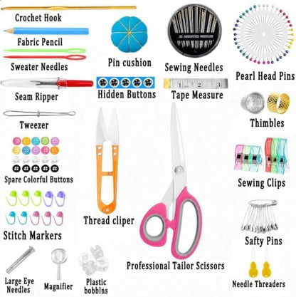 Sewing Kit for Adults, Complete Mending Essentials with Sharp Tailor Scissors & 43XL Sewing Thread Spools, Portable Hand Sewing Tool Set for Beginner Adult Home Outdoor Use - Image 2