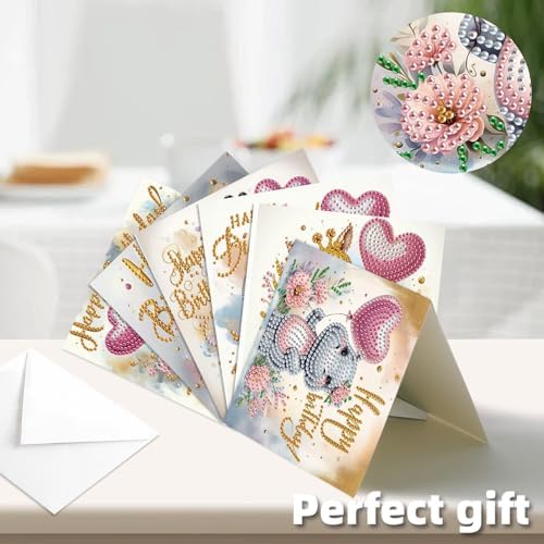 Diamond Art Painting Birthday Cards 12 Pack Cute Animal DIY Craft - Image 5