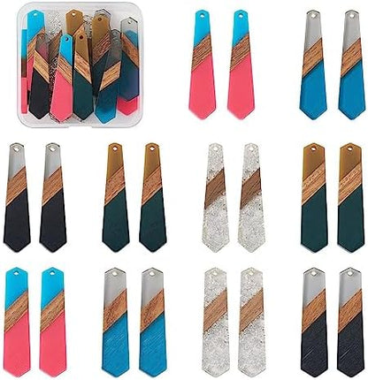 FASHEWELRY 20Pcs Hexagon Resin Wood Charms 3 Tone Polygon Wooden Earring Blanks Geometry Bohemia Earring Charms Wooden Earring Pieces Findings for Jewelry Making (RESI-TA0001-61-Biyun) by FASHEWELRY