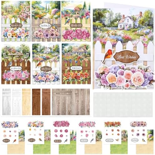 Gueevin 18 Set Flower Petals Picket Fence Card Making Kit with Foam by Gueevin