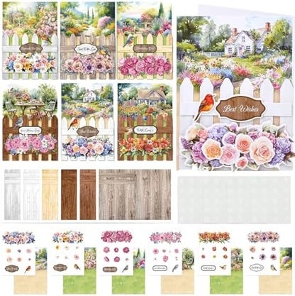 Gueevin 18 Set Flower Petals Picket Fence Card Making Kit with Foam by Gueevin