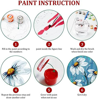 Ginkko Paint by Numbers for Adults Kids Beginners with Wooden Frame Easy Acrylic on Canvas 12x16 inch with Paints and Brushes, Vase Flower(Include Framed) - Image 4