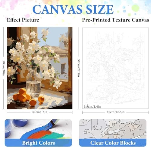 ZRIZQ Flowers Paint by Numbers Kit for Adults Beginner,16x20 - Image 2