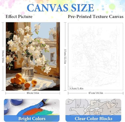 ZRIZQ Flowers Paint by Numbers Kit for Adults Beginner,16x20 - Image 2