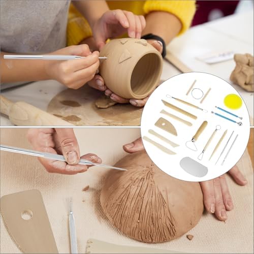 QWORK 17 Pcs Pottery Clay Sculpting Tools Set with Zipper Storage Bag - Image 7