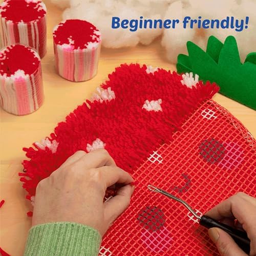 LatchKits Strawberry Pillow - Latch Hook Kits for Kids, Arts and Crafts, Yarn Art, Kids Crafts, Toys for Girls, Birthday Gift for Girls, Easy to Follow Pattern, Hook Included, Craft Kits, Ages 6+ - Image 3