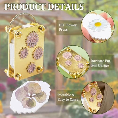 WANDIC 1Set Metal Mini Sunflower Flower Press Kit, Craft Plant Pressing Tool with 20 Sheets Paper & Wrench for DIY Dried Flower Art Craft Making - Image 3