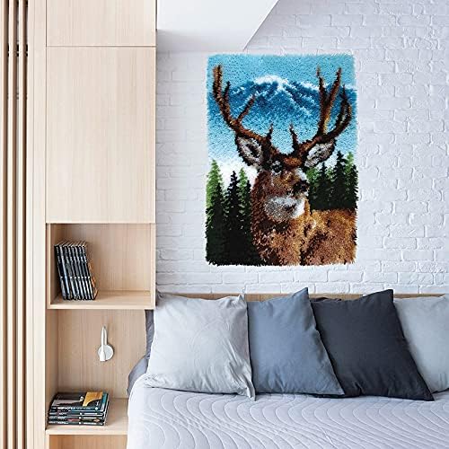 ZFFLYH Deer Latch Hook Kit, DIY Large Latch Hook Kit for Adults 3D Printed Canvas Pattern Crochet Handcraft Embroidery Tapestry Hobby & Crafts 85cmX63cm/33.5X25inch - Image 6