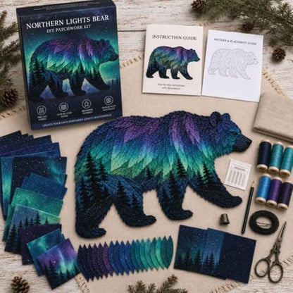 Northern Lights Wildlife DIY Patchwork Kit - Sewing Craft Kit for Adults with Layered Fabric Animal Pieces, Handmade Home Decor Project for Craft Lovers & DIY Enthusiasts - Image 2