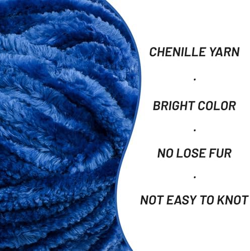 Chenille Velvet Soft Yarn Royal Blue 3 Pack - Image 2