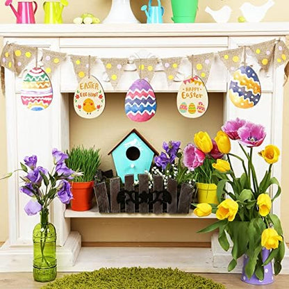 Large Size 7" Wooden Easter Ornaments to Paint, Egg Wooden DIY Blank Unfinished Round Wood Discs Ornament for Crafts Hanging Decorations(10PCS) - Image 4