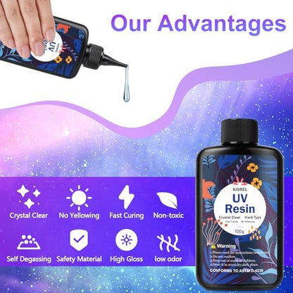KISREL 300g UV Resin Kit with Light & Molds, Crystal Clear (2 Pack) - Image 3
