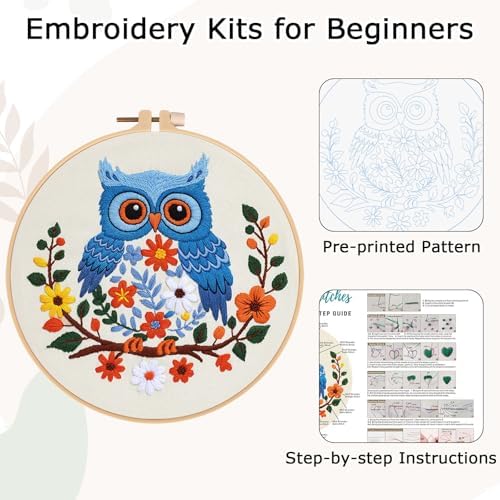 Louise Maelys Owl Embroidery Kit for Beginners Cross Stitch Kit for Adults - Image 7