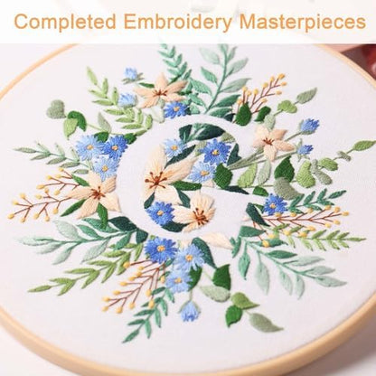 Harimau Letter G Pattern Embroidery Kit for Adult Beginners, Complete Starter Pack with 1 Hoop, Needles, Instruction Guide & Embroidery Stitch Video Tutorials - Image 6