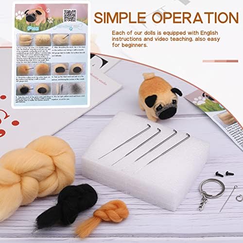 QMNNMA Needle Felting Kits for Beginners, Pug Wool Felting Kit - Image 3