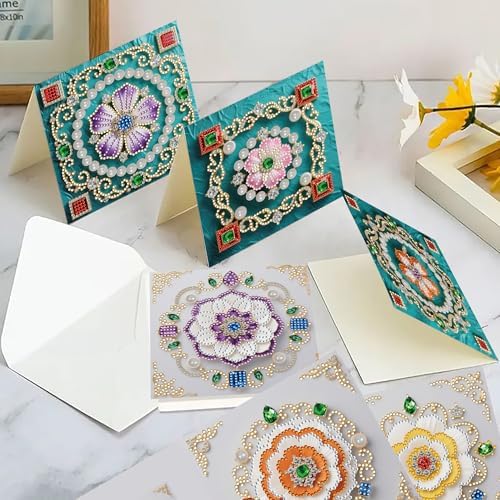 MaiYiYi 6 Packs DIY Mandala Diamond Art Greeting Cards Kit - Image 4