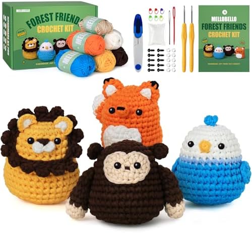 Crochet Kit for Beginners Adults - Learn to Crochet Animal Starter Kit by Mellobello