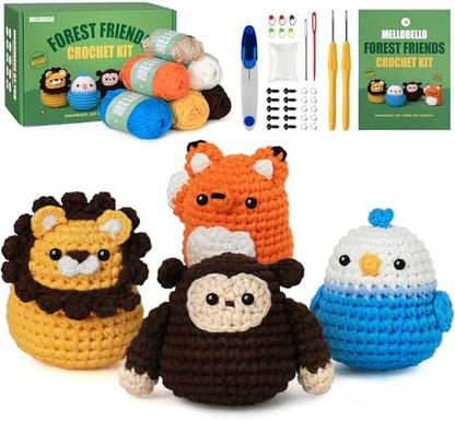 Crochet Kit for Beginners Adults - Learn to Crochet Animal Starter Kit by Mellobello
