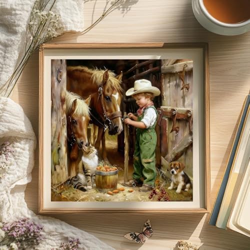 Vintage Cowboy Boy Paint by Numbers Kit for Adults Canvas, Frameworkless - Image 6