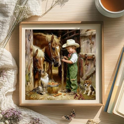 Vintage Cowboy Boy Paint by Numbers Kit for Adults Canvas, Frameworkless - Image 6