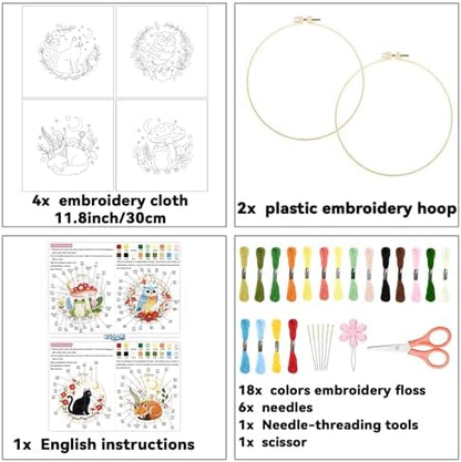 ORIGACH 4 Pack Dark Background Animal Embroidery Kit for Beginners - Image 2