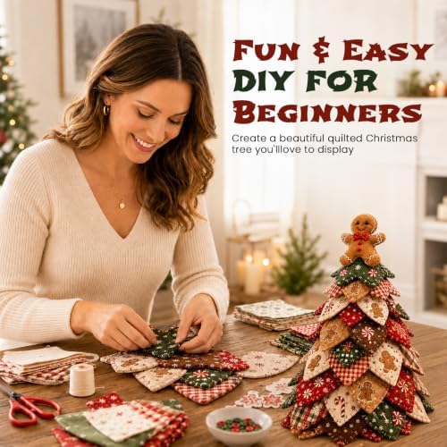 Daily Partner DIY Quilted Fabric Christmas Tree Kit, Arts and Crafts for Adults, (Gingerbread Man) - Image 6