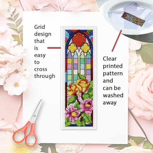ORIGACH 6 Set Fantasy Stained Glass Cross Stitch Bookmark Kit for Beginner - Image 3