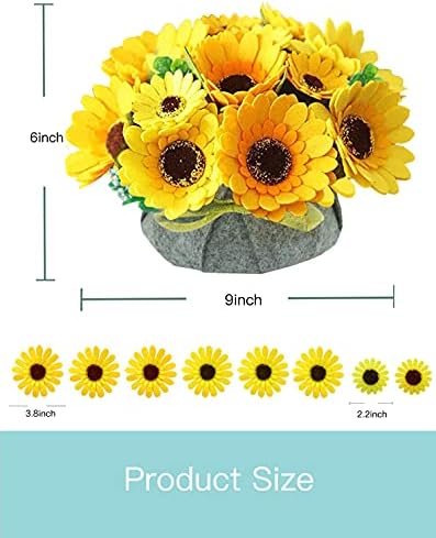 BAZIMA DIY Felt Flower Art Craft Kit, DIY Sunflower Pot Bonsai Kit, Floral Gifts, Beginner Craft Kit, Arrange Pre-Cut Flowers and Foliage - Image 3