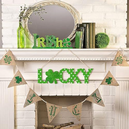 Large Size 7inch Wooden Lucky Ornaments to Paint, Wooden Shamrock St. Patrick's Day Cutouts DIY Blank Unfinished Round Spring Irish Wood Discs Ornament for Crafts Hanging Decorations 10PCS - Image 2