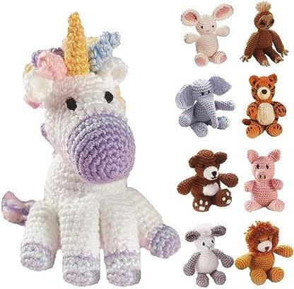 LEISURE ARTS Little Crochet Friend Animals Crochet Kit, Unicorn, 8", Complete Kit, Learn to Animal Starter Kit for All Ages, Includes Instructions, DIY Amigurumi Kits by LeisureArtsInc