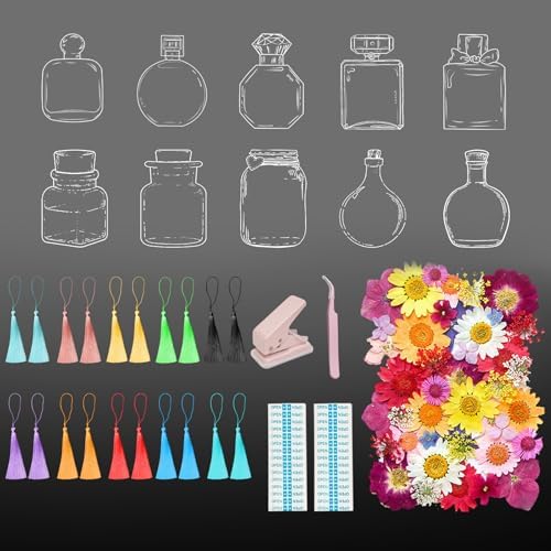 106Pcs Transparent Dried Flower Bookmarks, Dried Flower Bookmark Kit, Handmade DIY Bookmarks for Pressed Flowers, Thousand Flower Bookmark for Kids Women Men, Book Lovers by Artlaza