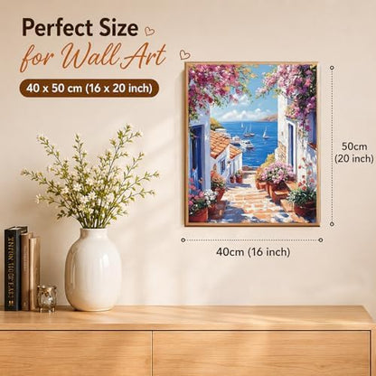AUKELHJ Paint by Numbers Kit for Adults Beginner, Seaside Town, 16X20 Inch - Image 3