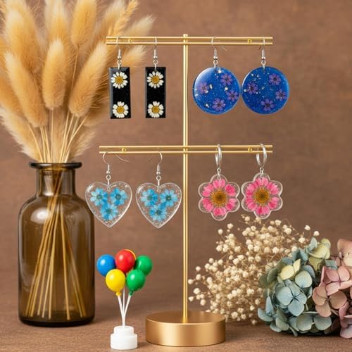 Resin Earring Molds, 5 PCS Epoxy-Resin Jewelry Mold Silicone Jewelry Pendant Mold Dangle Drop Earrings Resin Casting Molds with Built-in Holes for Earrings, Necklace, Pendants, Keychains Making - Image 7