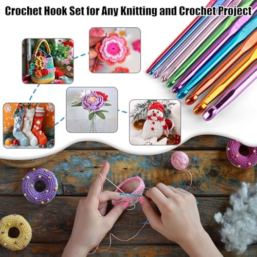 MECHEER Crochet Needles Set, 54 Pack Crochet Hooks Set Crochet Kits for Beginners, Ergonomic Crochet Beginner Kit with Storage Case, Knitting Needles, Hand Craft Knitting Accessories for Crocheters - Image 7